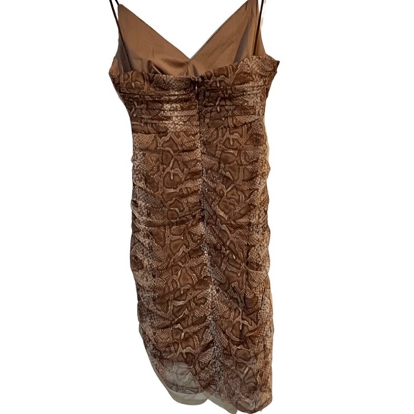 Ruched Bodycon Snake Print Mini Dress Sz. Small - Picture 7 of 10